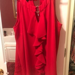 Red ruffle top